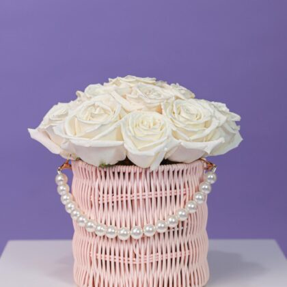 White Roses Basket
