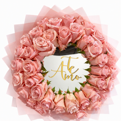 “I Love You” Floral Mirror with Roses
